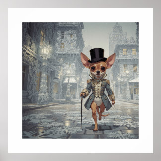 Chihuahua in Parijs in de stad Poster