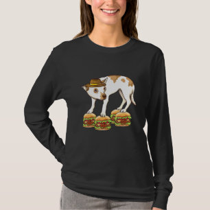 Chihuahua in Pet, balans tussen hamburgers en mens T-shirt