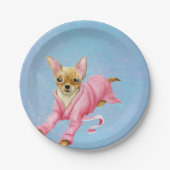 Chihuahua in Pink Bathrobe Paper Party Borden Papieren Bordje (Voorkant)