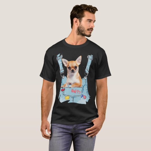 Chihuahua in Pocket 2 Strap Vooroveralls voor mann T-shirt (Voorkant volledig)