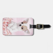 Chihuahua in roze met rozen bagagelabel (Voorkant horizontaal)