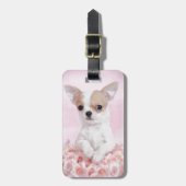 Chihuahua in roze met rozen bagagelabel (Voorkant verticaal)
