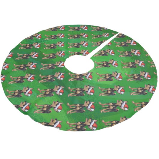 Chihuahua in Santa Hat Pattern on Green Kerstboom Rok (Gekanteld)