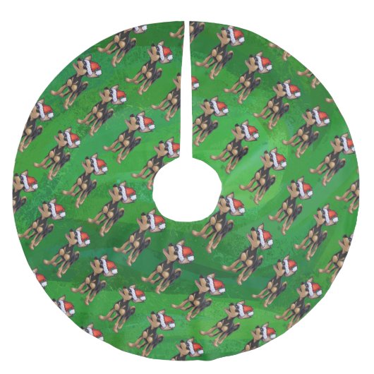 Chihuahua in Santa Hat Pattern on Green Kerstboom Rok (Voorkant)