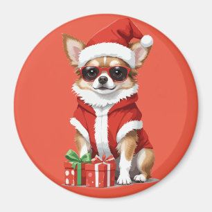 Chihuahua in Santa Kostuum Schattig Grappig Huisdi Magneet
