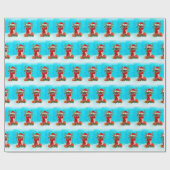 Chihuahua in sneeuw met kerstcadeaus cadeaupapier (Vlak)