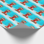 Chihuahua in sneeuw met kerstcadeaus cadeaupapier (Hoek)