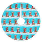 Chihuahua in sneeuw met kerstcadeaus kerstboom rok (Voorkant)