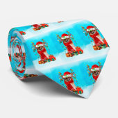 Chihuahua in sneeuw met kerstcadeaus stropdas (Opgerold)