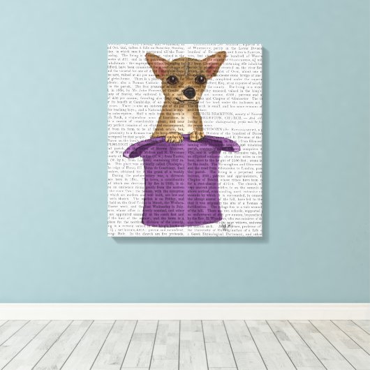 Chihuahua in Top Hat Canvas Afdruk (Insitu (Houten vloer))