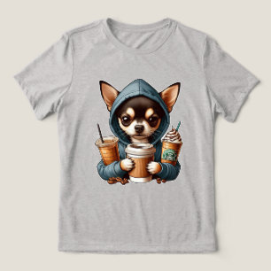 Chihuahua in trui met capuchon met koffie Tri-Blend shirt