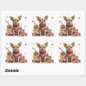 Chihuahua in trui met geschenkdozen vierkante sticker (Vel)
