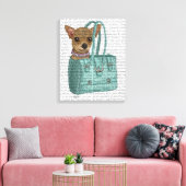Chihuahua in zak canvas afdruk (Insitu (Woonkamer))
