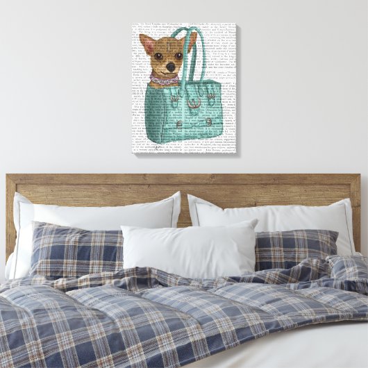 Chihuahua in zak canvas afdruk (Insitu (Slaapkamer))