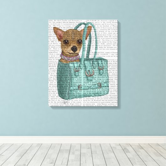 Chihuahua in zak canvas afdruk (Insitu (Houten vloer))