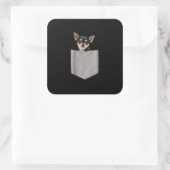 chihuahua in zakformaat chihuahua houdt van gesche vierkante sticker (Tas)