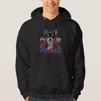 Chihuahua Independent Flowers Dog American Flag Hoodie