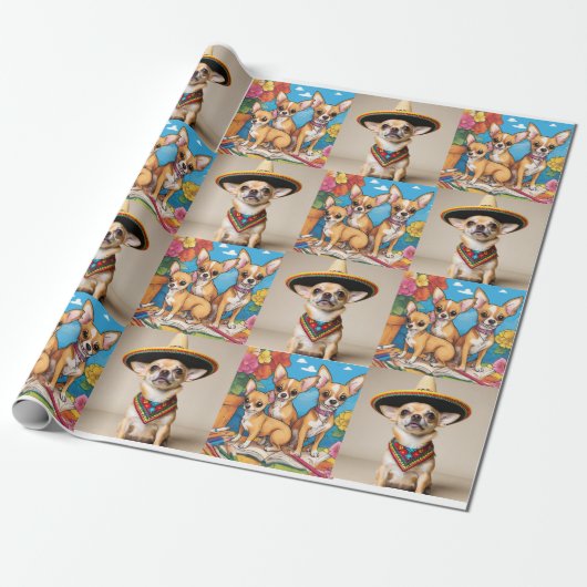 Chihuahua-inpakpapier Cadeaupapier (Uitgerold)