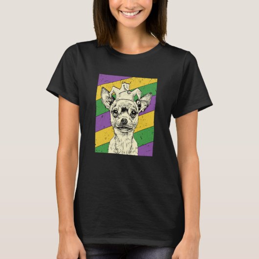 Chihuahua Jester Mardi Gras Dog Mom or Dad T-shirt (Voorkant)