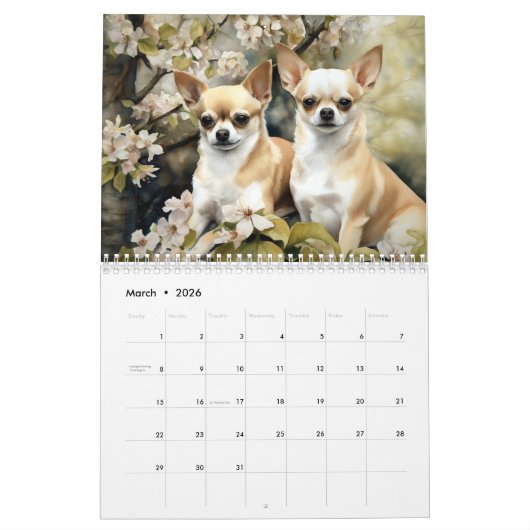 Chihuahua Kalender, elk jaar Kalender (Mar 2026)