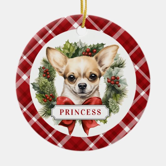 Chihuahua keramische cirkel Ornament (Voorkant)