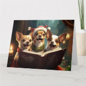 Chihuahua Kerst Carolers Fun Vakantie Kaart (Voorkant)