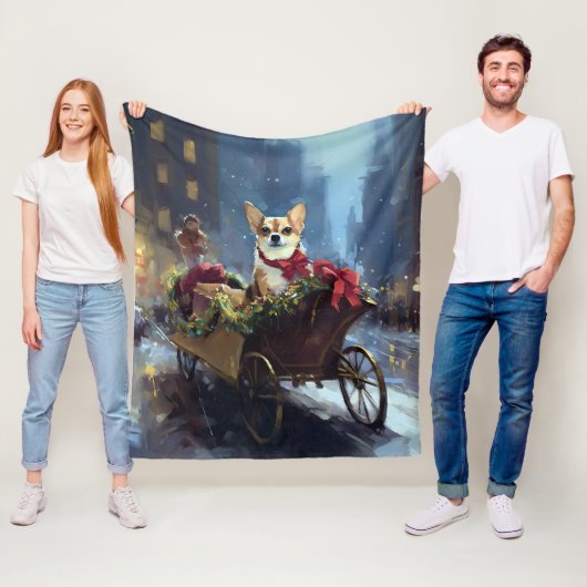 chihuahua kerst feestelijk seizoen fleece deken (In situ)