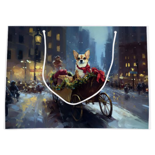 chihuahua kerst feestelijk seizoen groot cadeauzakje (Voorkant)