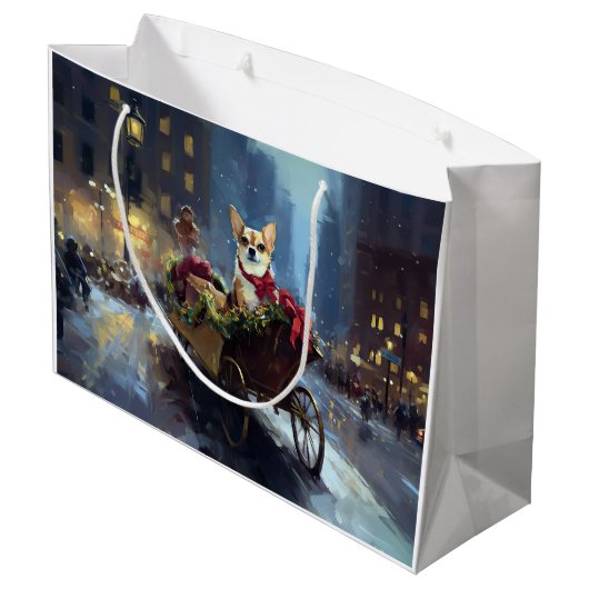 chihuahua kerst feestelijk seizoen groot cadeauzakje (Achterkant Gekanteld)