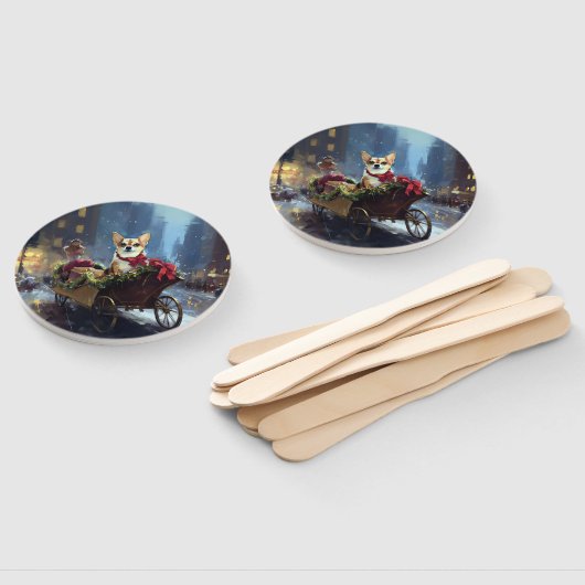 chihuahua kerst feestelijk seizoen handwaaier (Niet-gemonteerd)