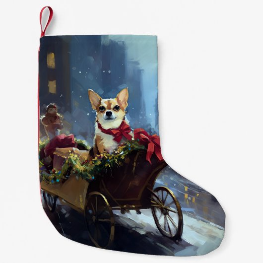 chihuahua kerst feestelijk seizoen kleine kerstsok (Voorkant)