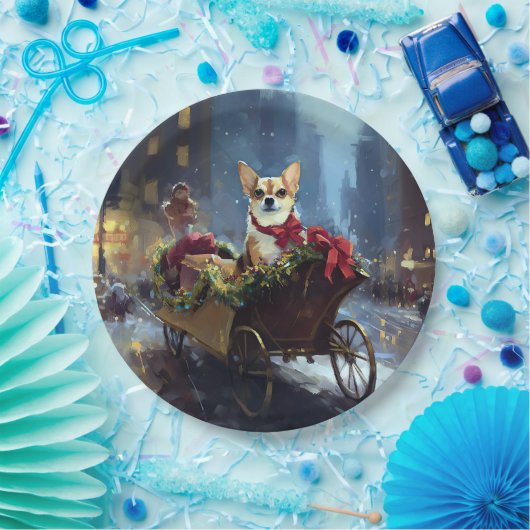 chihuahua kerst feestelijk seizoen papieren bordje (Feest)