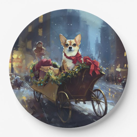 chihuahua kerst feestelijk seizoen papieren bordje (Voorkant)