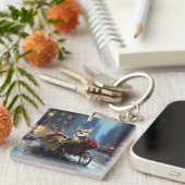 chihuahua kerst feestelijk seizoen sleutelhanger (Voorkant Rechts)