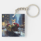 chihuahua kerst feestelijk seizoen sleutelhanger (Achterkant)