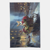 chihuahua kerst feestelijk seizoen theedoek (Verticaal)