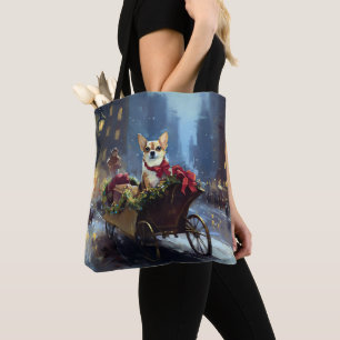 chihuahua kerst feestelijk seizoen tote bag