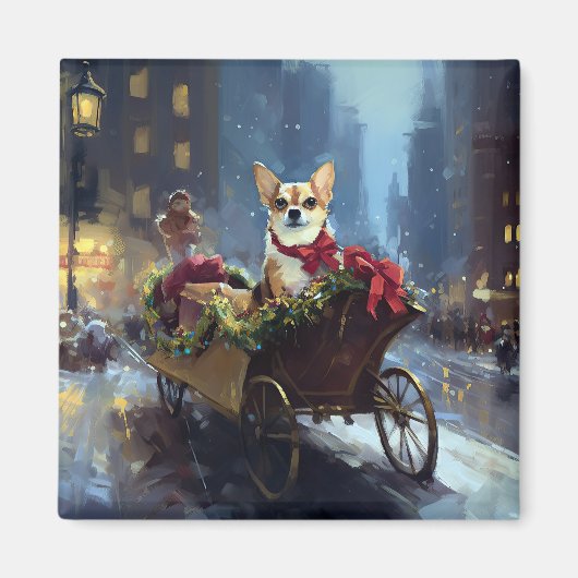 Chihuahua Kerst Feestelijke Periode Magneet (Voorkant)