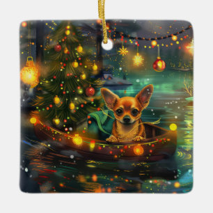 Chihuahua Kerst Feestelijke Reis Keramisch Ornament