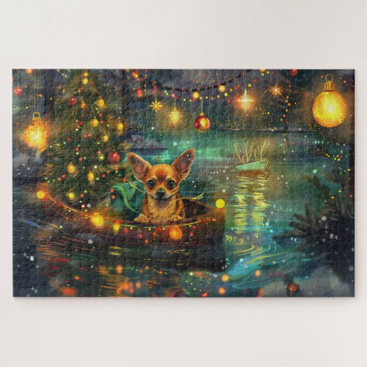 Chihuahua Kerst Feestelijke Reis Legpuzzel (Horizontaal)