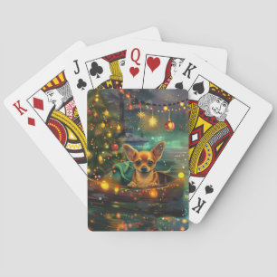Chihuahua Kerst Feestelijke Reis Pokerkaarten