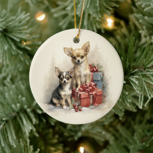 Chihuahua Kerst Keramisch Ornament (Boom)