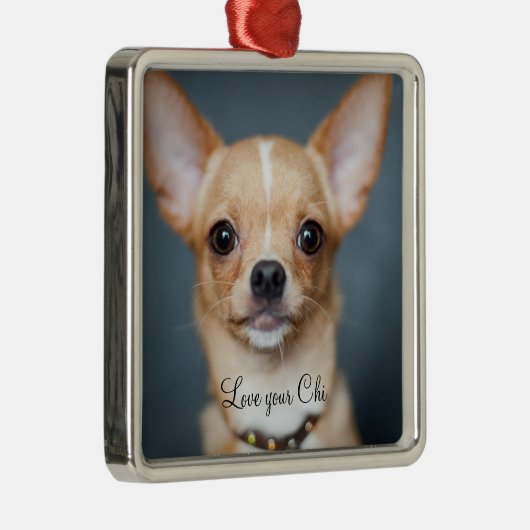 Chihuahua Kerst Ornament Metaal Voeg Foto Toe (Rechts)