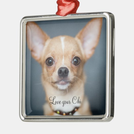Chihuahua Kerst Ornament Metaal Voeg Foto Toe (Links)