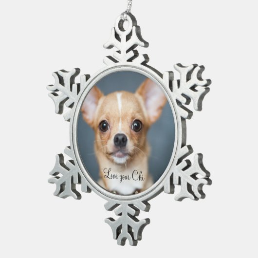 Chihuahua Kerst Ornament Tin Voeg Foto Toe (Rechts)