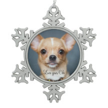 Chihuahua Kerst Ornament Tin Voeg Foto Toe