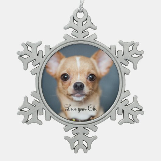 Chihuahua Kerst Ornament Tin Voeg Foto Toe (Voorkant)