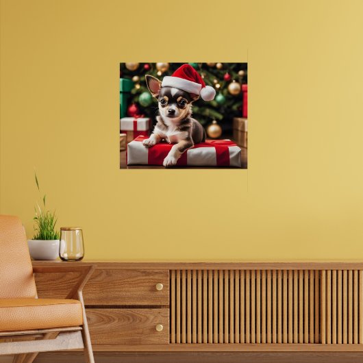 Chihuahua Kerst Puppy Poster (Woonkamer 2)