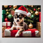 Chihuahua Kerst Puppy Poster (Voorkant)