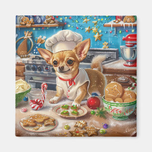 Chihuahua Kerstbakken: Festive Kerstmis Magneet